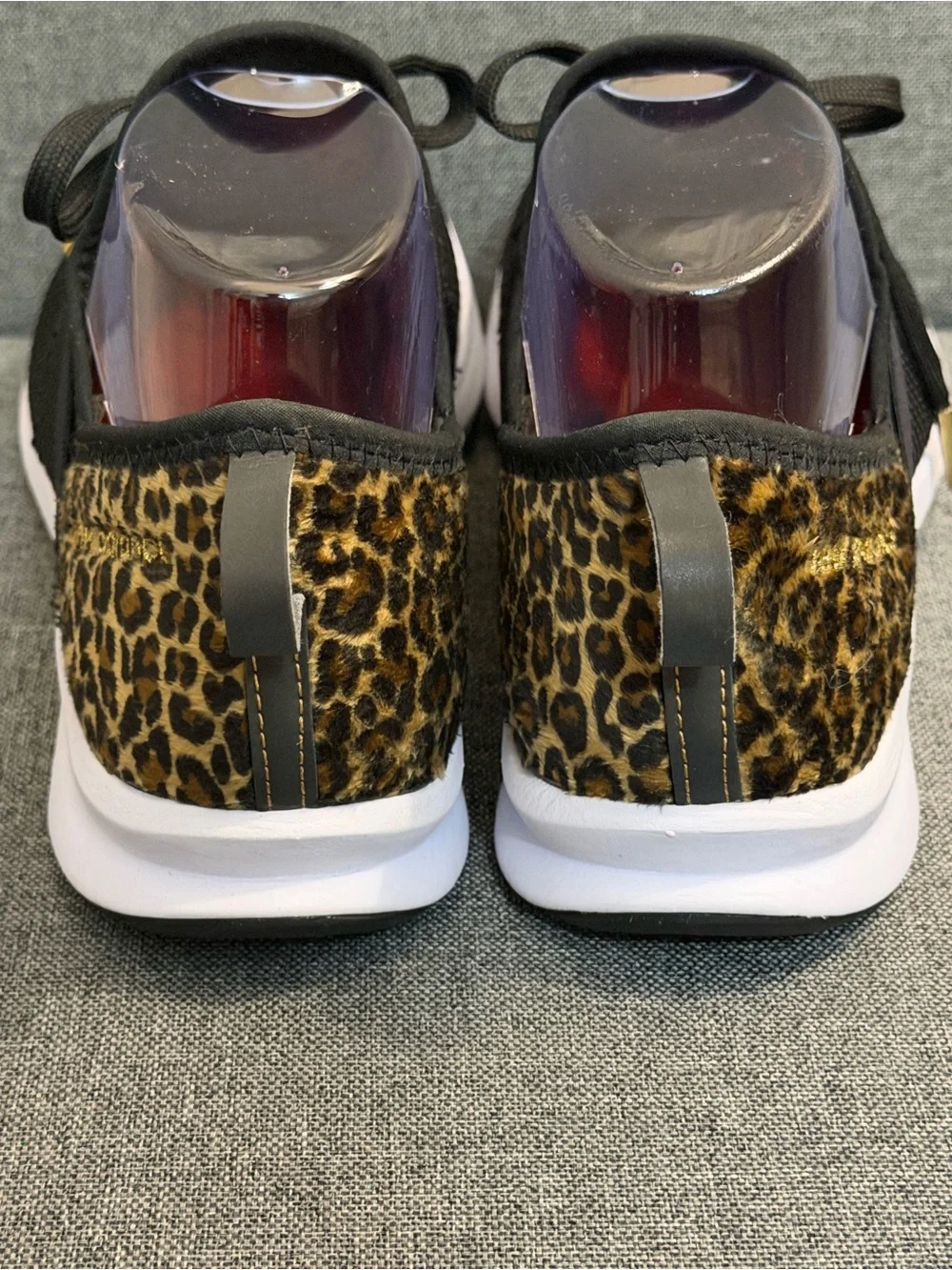 New Balance Black and White & Leopard Womens Knit Sneakers